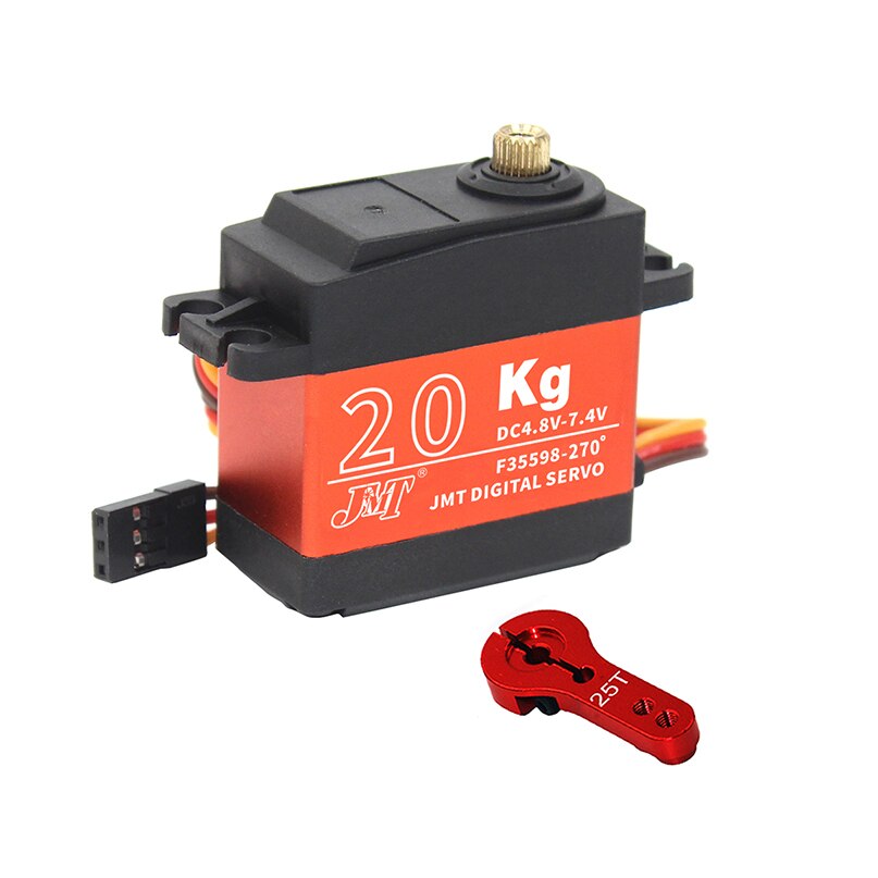 JMT Waterproof Digital Servo 90/180/270/360 Degree RC servo 20KG Metal Gear Large Torque with 25T Arm for Cars RC Toy: Burgundy