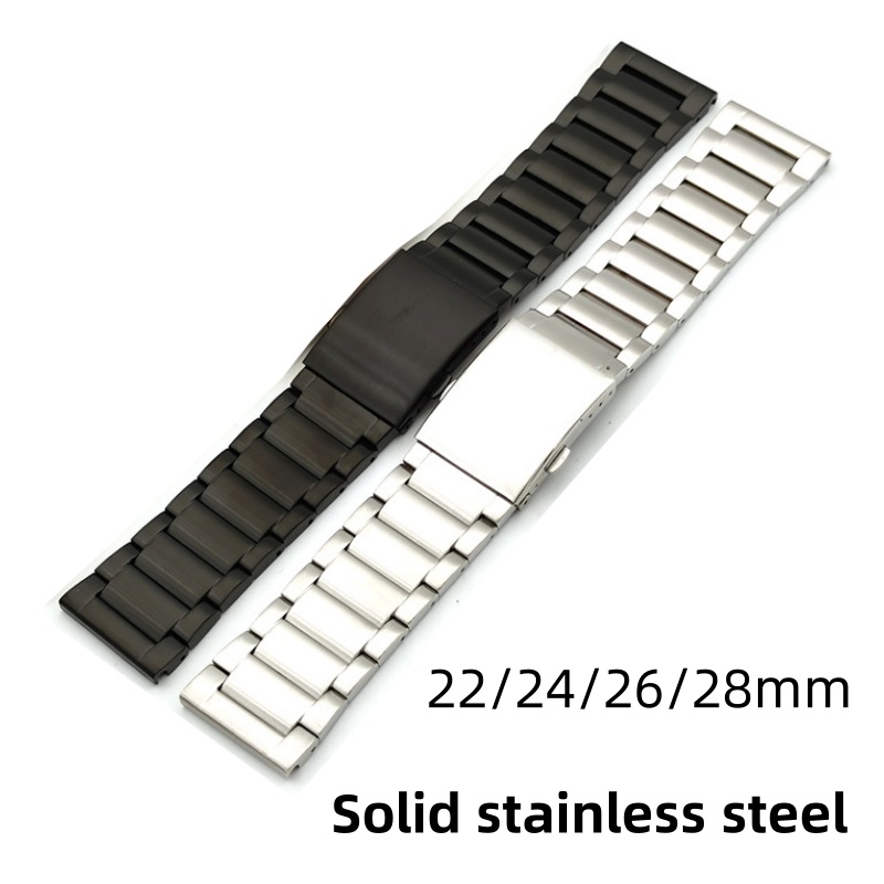 22mm 24mm 26mm 28mm Massives Edelstahl-Uhrenarmband Faltschließe Armband Universal-Armband Uhrenzubehör für Fossil