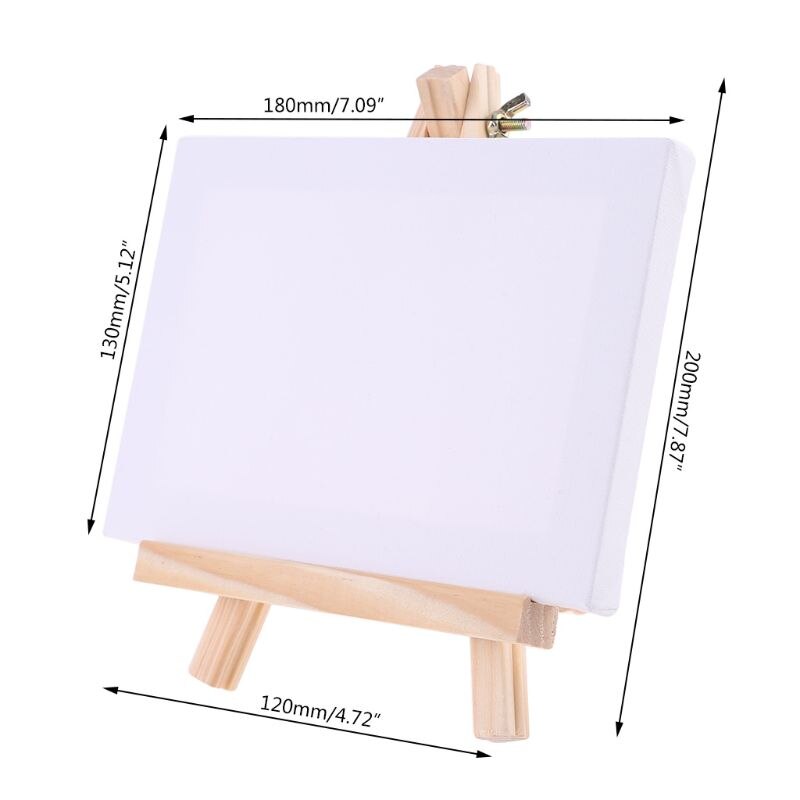 Mini Canvas and Natural Wood Easel Set For Art Painting Drawing Craft Supply: C