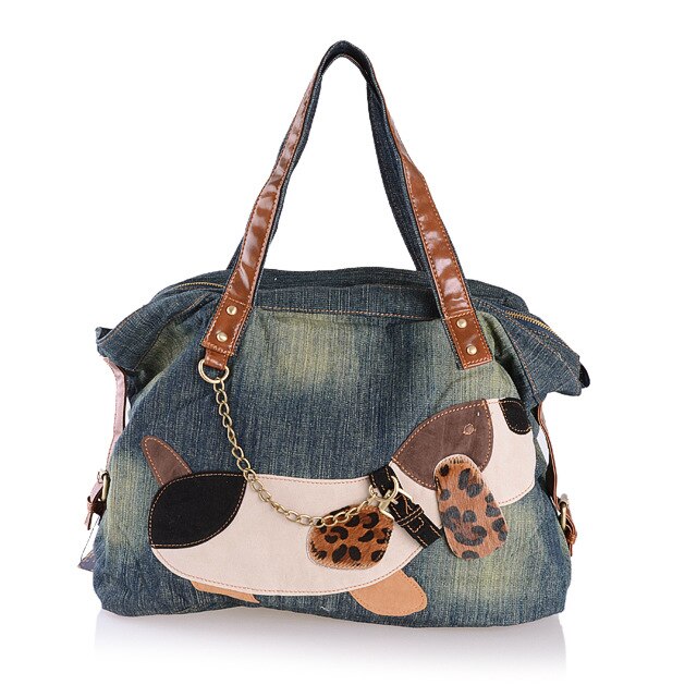 lässig SchöNe Hund Denim Frauen Tasche Dame Handtaschen Jeans Totes Frauen Schulter Taschen frauen Tote Tasche Cowboy Taschen