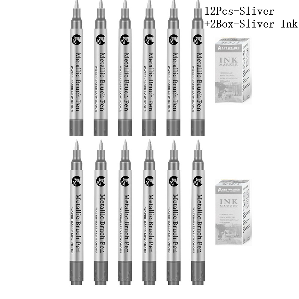 1/2/6/12 Stuks Art Markers Goud/Sliver 1-4MM Pen Tip Hervulbare Inkt Waterdicht voor Schilderen Wielnaaf Kleur Reparatie Schoolbenodigdheden: Oranje