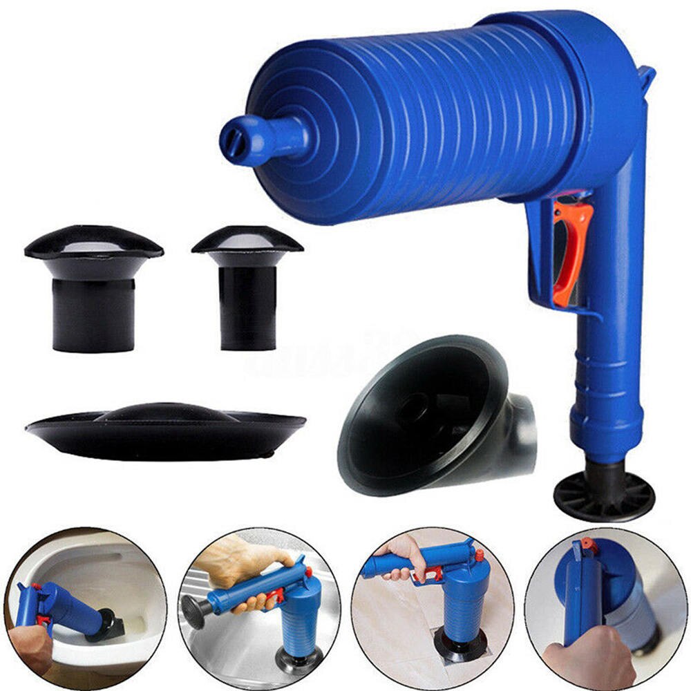 Blue Toilet Dredge Plug Air Pressure Drain Cleaner High Pressure Powerful Blaster Pump Bathroom Drain Cleaners Kitchen Tool