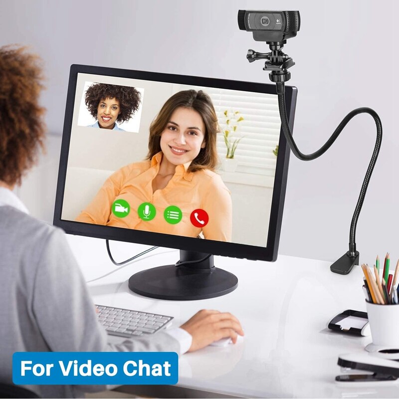 Stojak na kamerę internetową, ulepszony stojak robić montażu kamery internetowej z elastycznym ramieniem i zaciskiem typu "Gooseneck", garnitur robić kamery internetowej Logitech C920,C922,C930