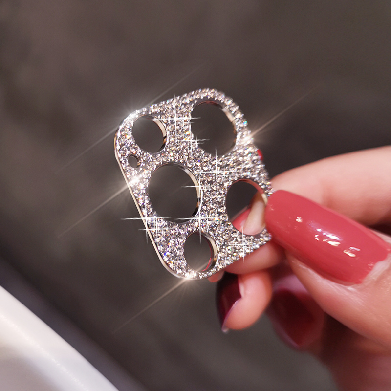 Glänzender Bling-Diamant-Kameraobjektivschutz für iPhone 15 13 12 Mini 11 14 Profi Max, Strass-Glitzer-Metall-Displayschutzfolie: Silber / bündeln8