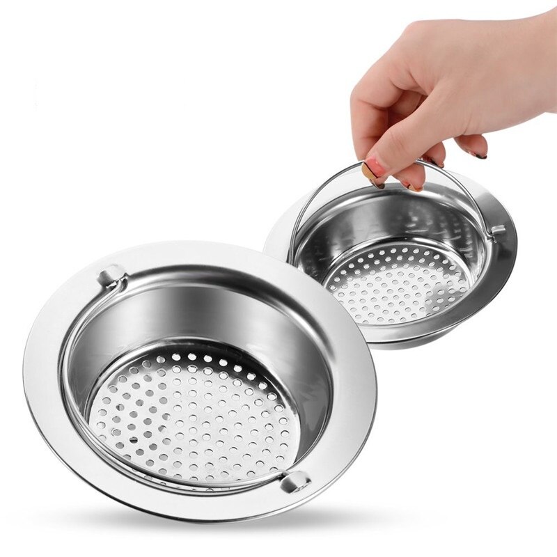 2PCS Sink Strainer Filter Portable Stainless Steel 4.5"Diameter Bathroom Sewer Floor Slag Kitchen Strainer Accessories Tool Iron