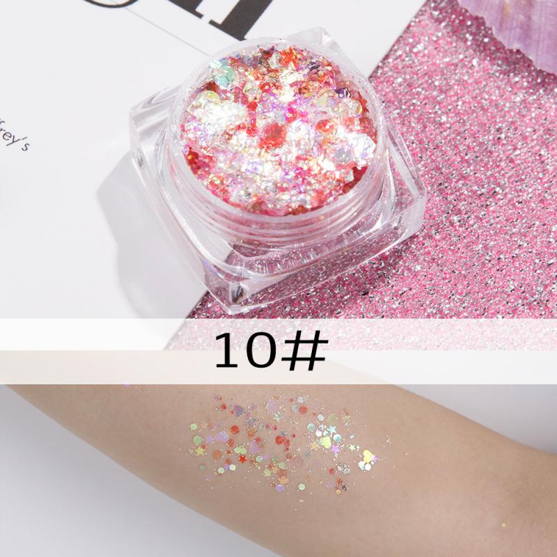 Flerfärgad diamant glitter ögonmakeup kind nagelkonst dekoration paljetter hud highlighter ansikte festival smink kosmetika tslm 1: 16