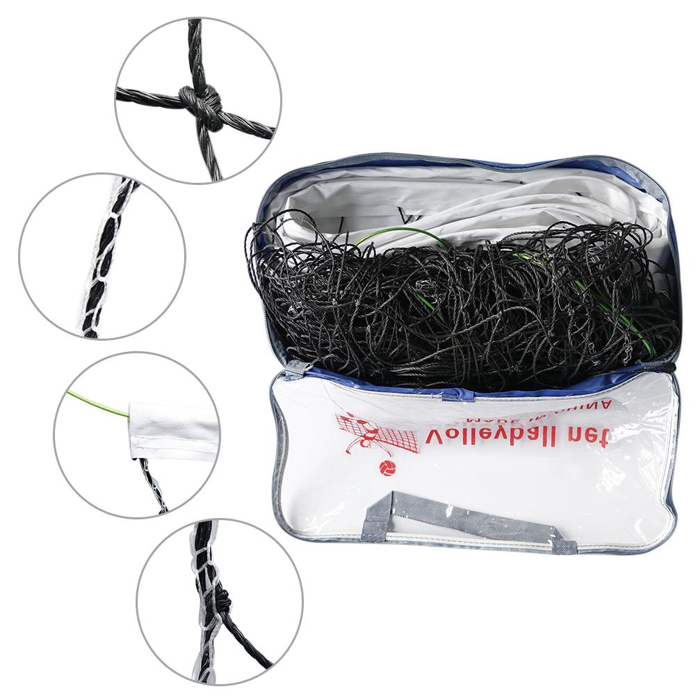 PE Portable Volleyball Net With Canvas Edge Steel Cable Outdoor Standard Beach Volleyball Net For Competition Training Practice