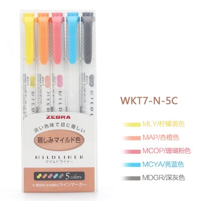 3pcs or 5pcs/set zebra mildliner color Japanese stationery double headed fluorescent pen hook pen color Mark pen kawaii: Affinity colors 5pcs