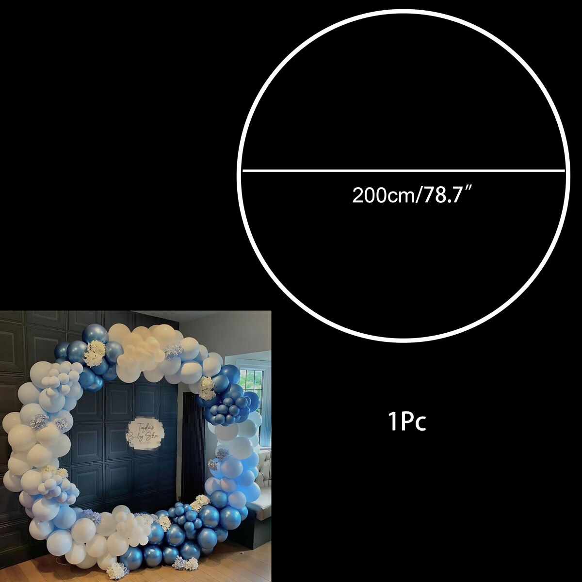 Arche à ballons ronde, support en arc circulaire pour mariage, décoration de fête d&#39;anniversaire, fournitures de réception pour bébé, toile de fond: 200CM
