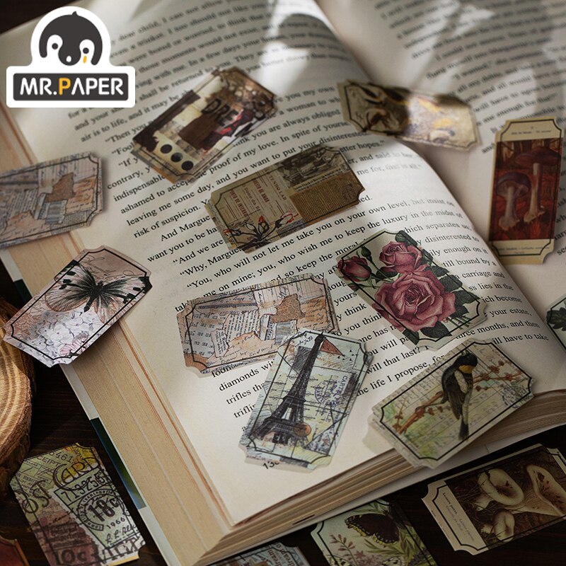 Mr. Paper-pegatinas de forma especial de la serie siciliana rosa, 8 diseños, Manual , bricolaje, Collage decorativo, pegatinas de Material