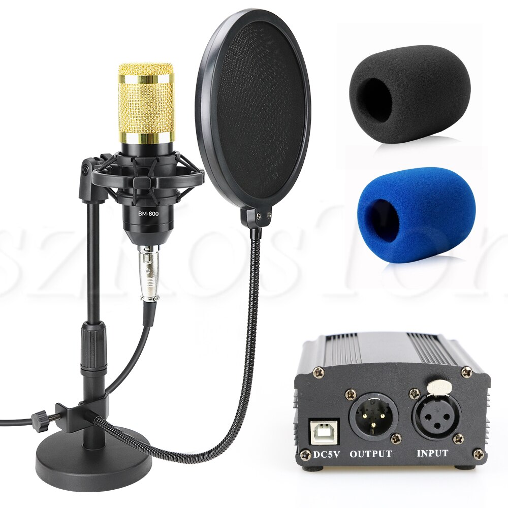 Beruf Tabletop Stehen bm 800 Mikrofon Phantom Energie BM800 Kondensator Mikrofon für PC Computer Aufnahme mikrofon Pop Filter: Phantom Energie Bausätze