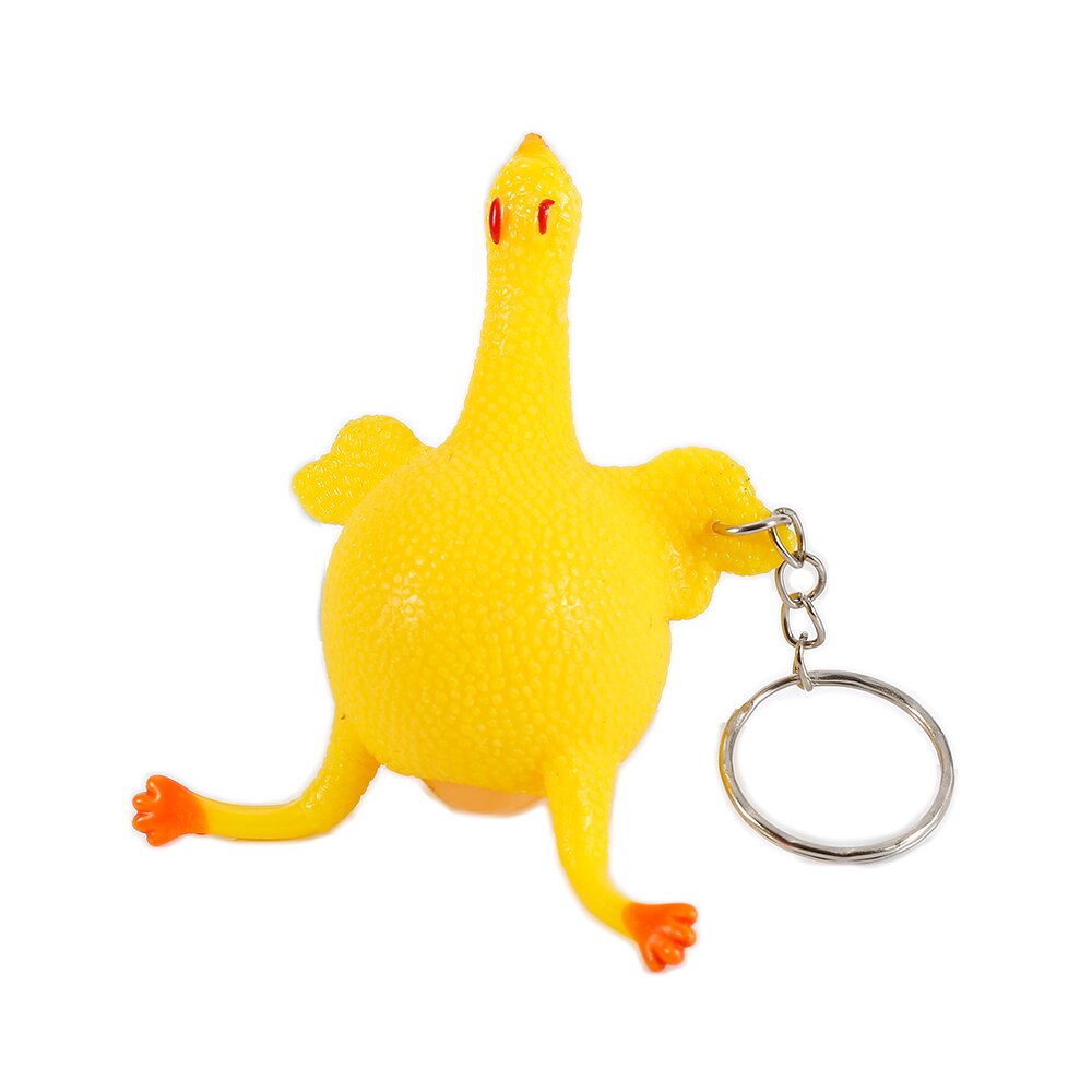 Gags de nouveauté et jouets de blague pratiques Anti-Stress spongieux poulet pondant oeuf soulagement du Stress pratique fabricant de blague porte-clés collant: 1pcs