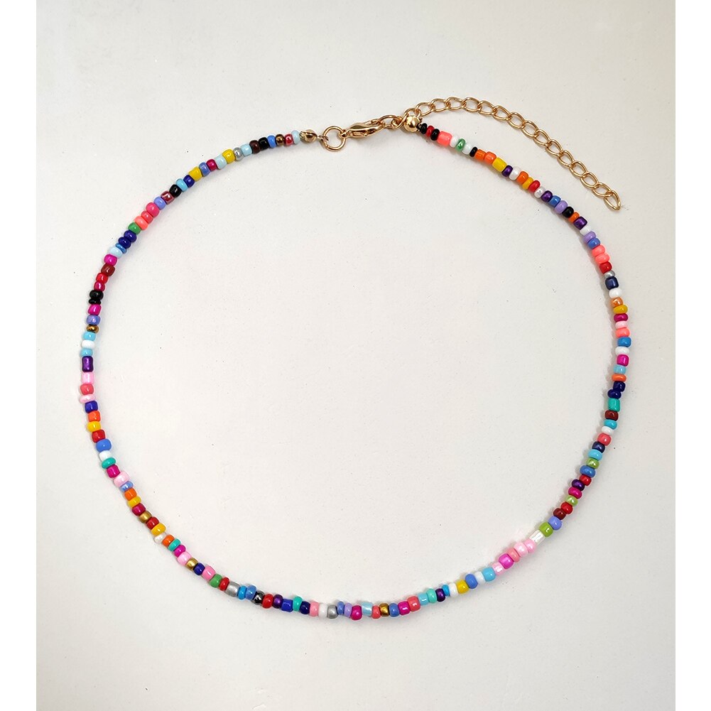 Boho Evil Eye Smile Pearl Beaded Necklace For Women Imitation Pearl Christmas Y2K Happy Face Choker Collar Party Jewelry: 065410MC
