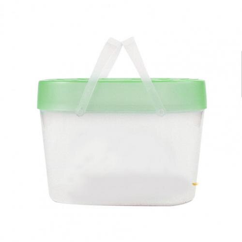 Compact Portable Fish Tank Hole Plastic Portable Fish Tank Pet Crate Small Pet Crate Mini Fish Tank:  Green S