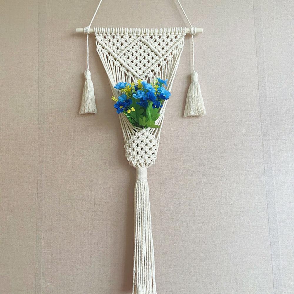 Macrame hand woven wall hanging Bohemian style unique room tapestry art beautiful apartment dormitory decoration 35cm x 110cm: Model-2