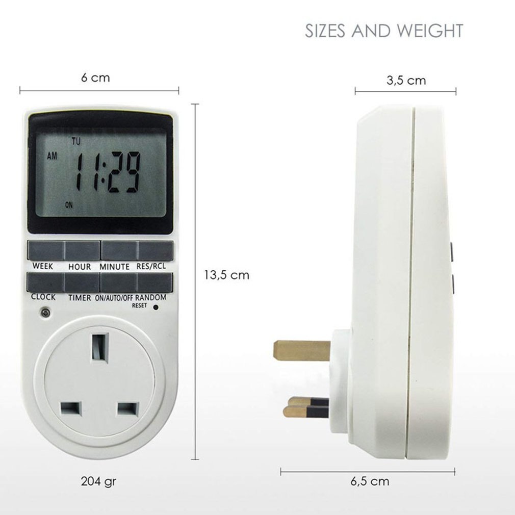 Large LCD Display Programmable Weekly Digital Smart Timer Switch Outlet Plug Timing Socket Countdown for Kitchen