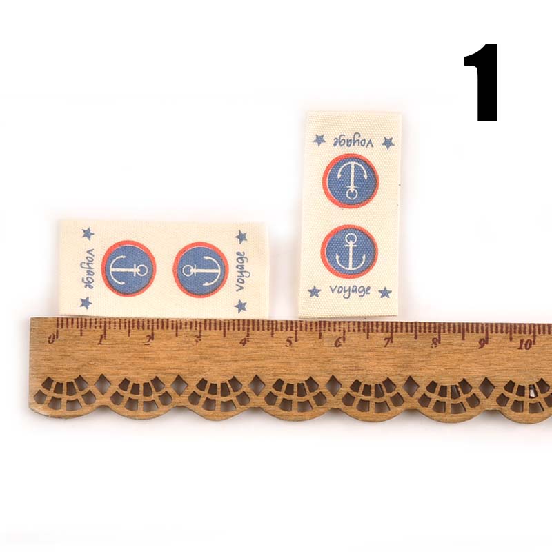 50 Uds Beige impreso tela de algodón de tejido carta etiquetas para coser etiquetas de prendas de hecho a mano etiquetas para Ropa Accesorios de artesanía para manualidades mezcla: 50pcs 1