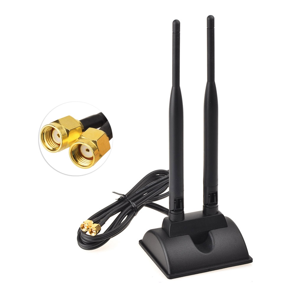 Superbat-conector de antena Dual omnidireccional 6DBi, enchufe de RP-SMA (Pin hembra) para señal de rango inalámbrico de interior Wi-Fi