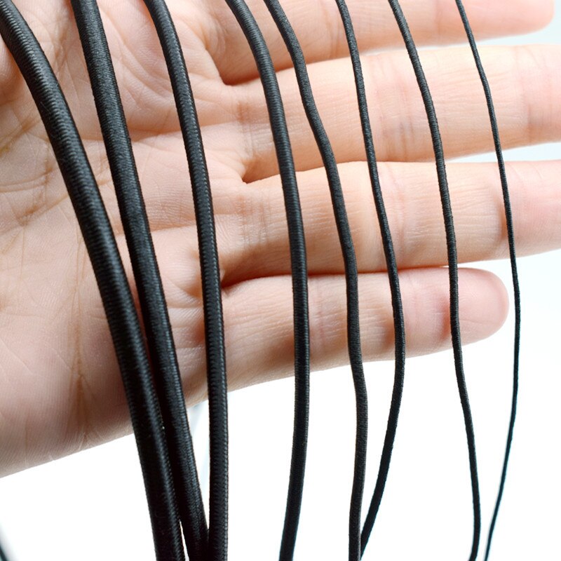 2m/ stuks zwarte, veelkleurige 1/1.5/2/2.5/3/4/5mm elastische band, elastisch touw, elastiek, elastische lijn, doe-het-zelf naaiaccessoires