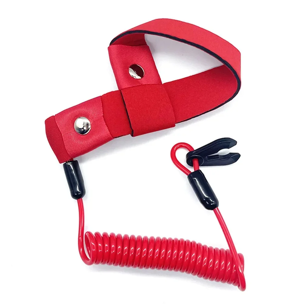 Bootmotor Noodveiligheidskoord Kill Stop Switch Lanyard Cord Rood Emergency Safety Lanyard Tool: Zilver