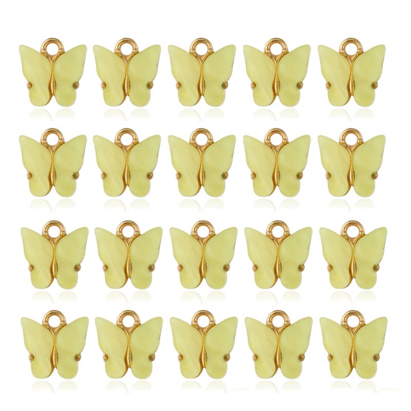 20 stk farverige akryl sommerfugl charms vedhæng halskæde armbånd smykker gør wxte: Gul