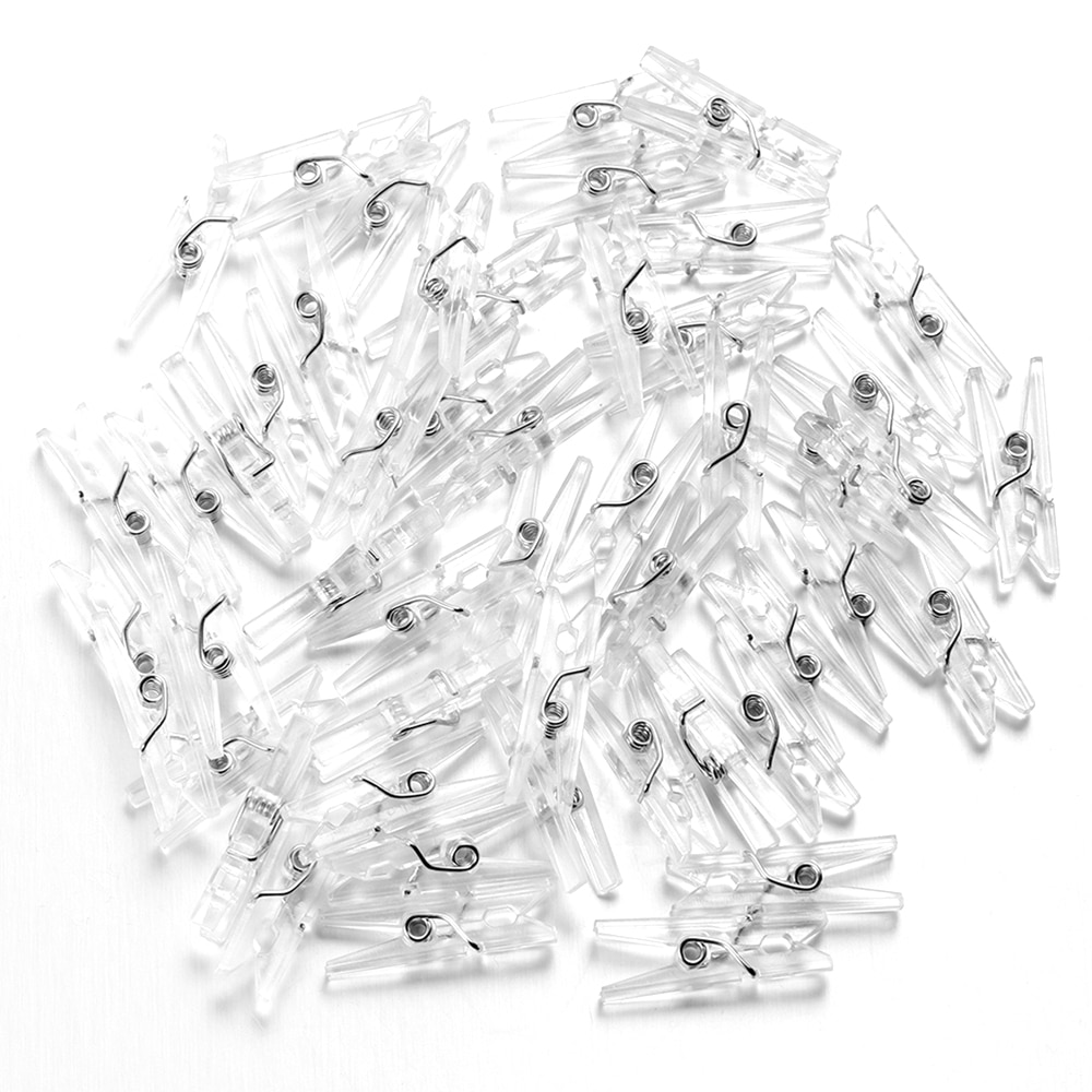 20/50/100pcs Transparent Clips Clamps Clips Clothes Spring Hanging Plastic Clamp Line Clips Clothespins for Photos Cloth Paper