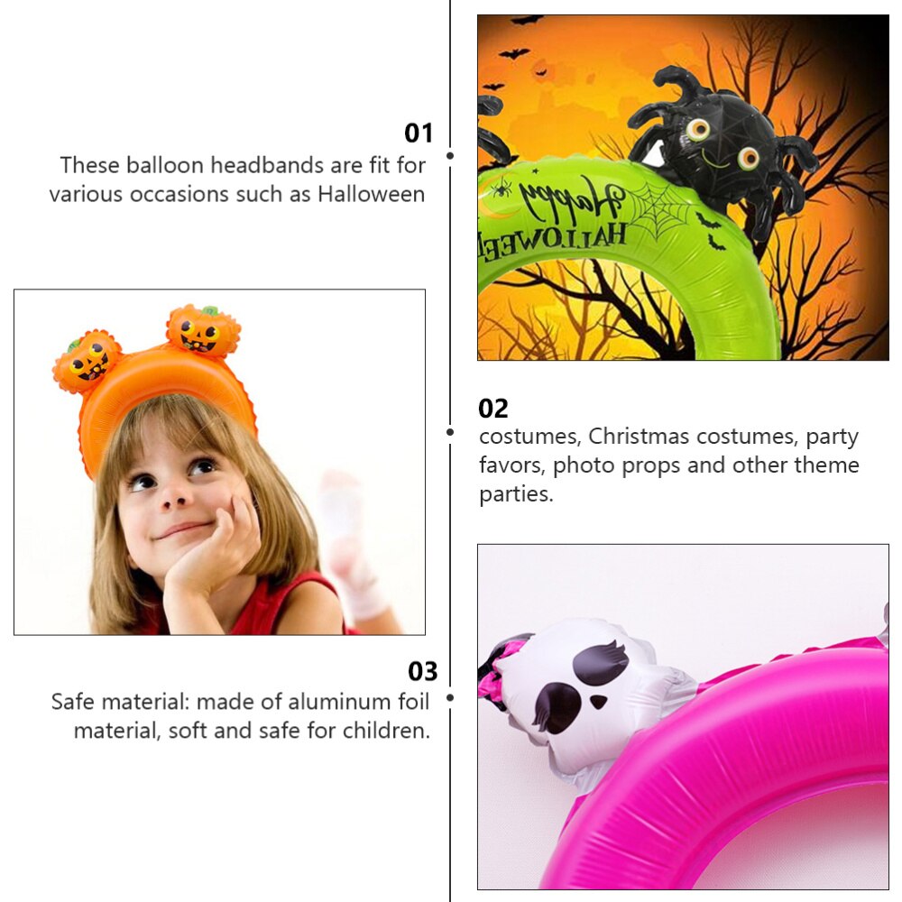 50 Stuks Halloween Hoofdbanden Cartoon Opblaasbare Ballon Haar Hoops Party Gunsten