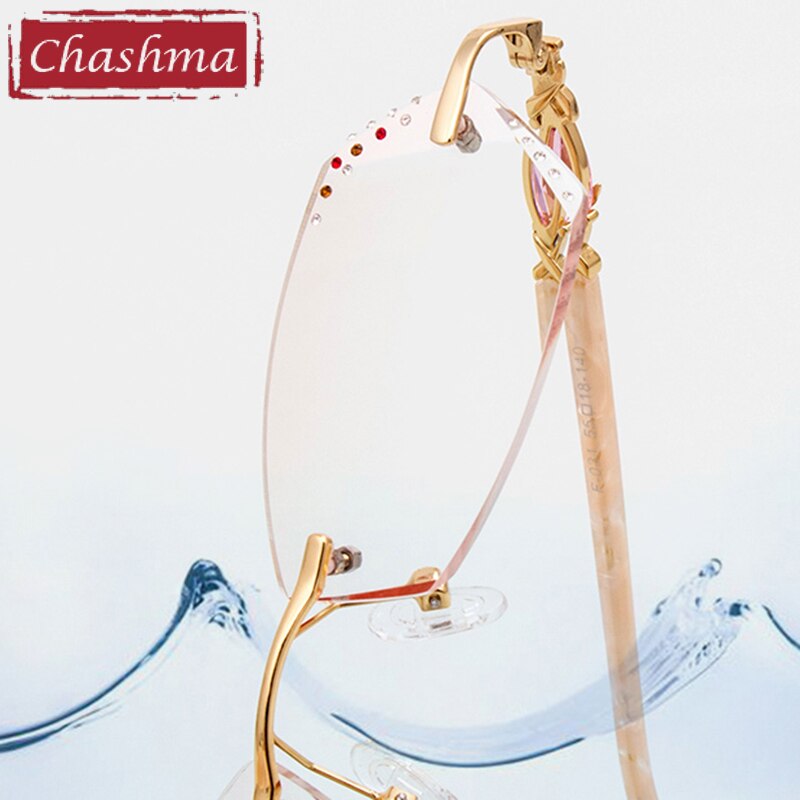 Women Prescription Glasses Frame Brown Colored Lenses for Eye with Diamonds Myopia Glasses Spectacles