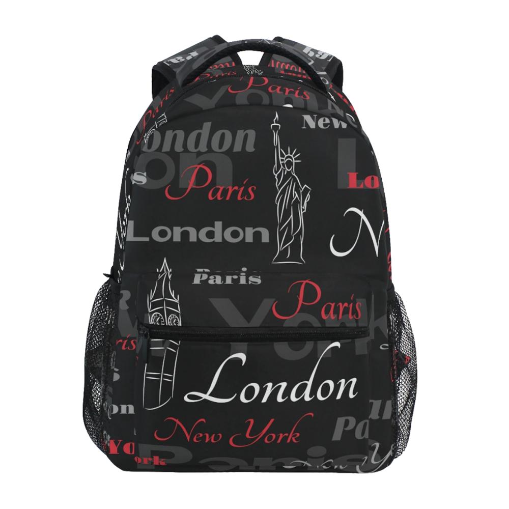 Trend Female Backpack Casual Women Backpack Black Woman 14 Inch Laptop Bag Letter Printing School Bag for Teenage Girl