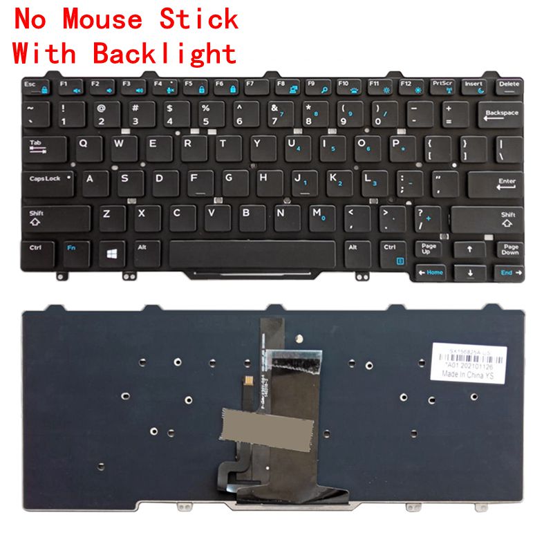 Nuova tastiera per computer portatile inglese usa/BR/RU per dell latitudine 3340 3350 5480 5488 5490 7480 7490 E3340 E5450 E5470 E7450 E7470 P72G: Argento