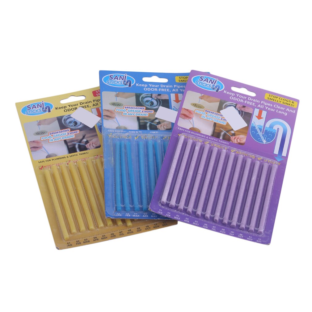 12pcs Rod Drain Cleaner Kitchen Toilet Bathtub Sewage Decontamination To Deodorant Sewer Cleaning Tool