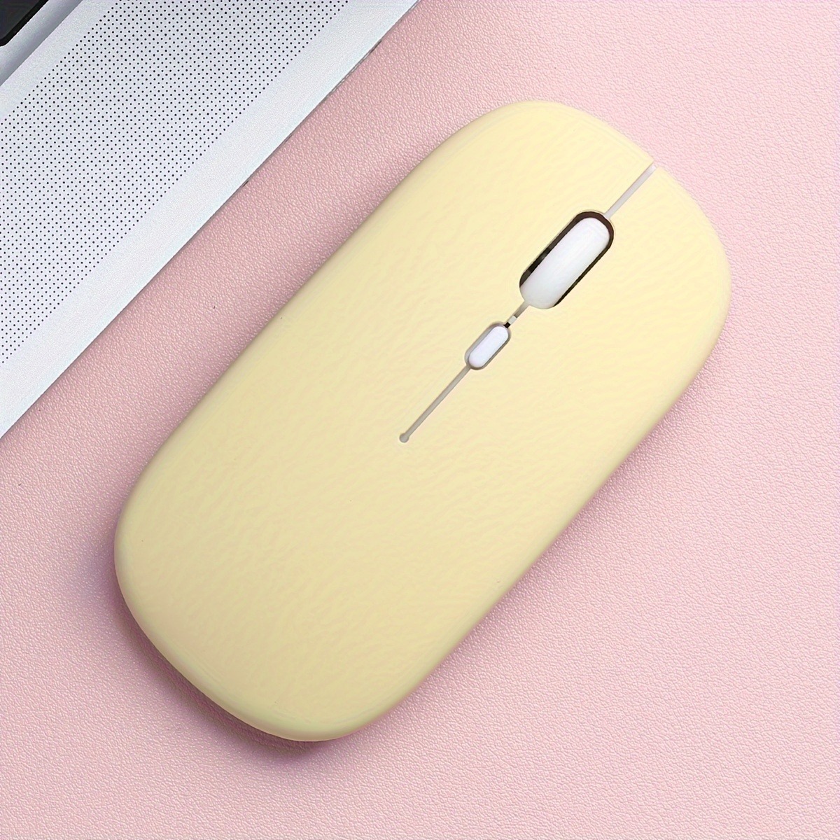 Wireless Dual Mode Mouse, Optical Mouse with Bluetooth and 2.4G connectivity, Ergonomic , Adjustable DPI for PC/Laptop: Yellow