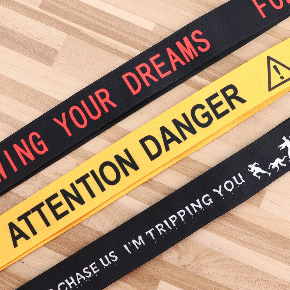 Ransitute R2762 Warning Style Lanyard Badge ID Lanyards Mobile Phone Rope Key Lanyard Neck Straps Accessories