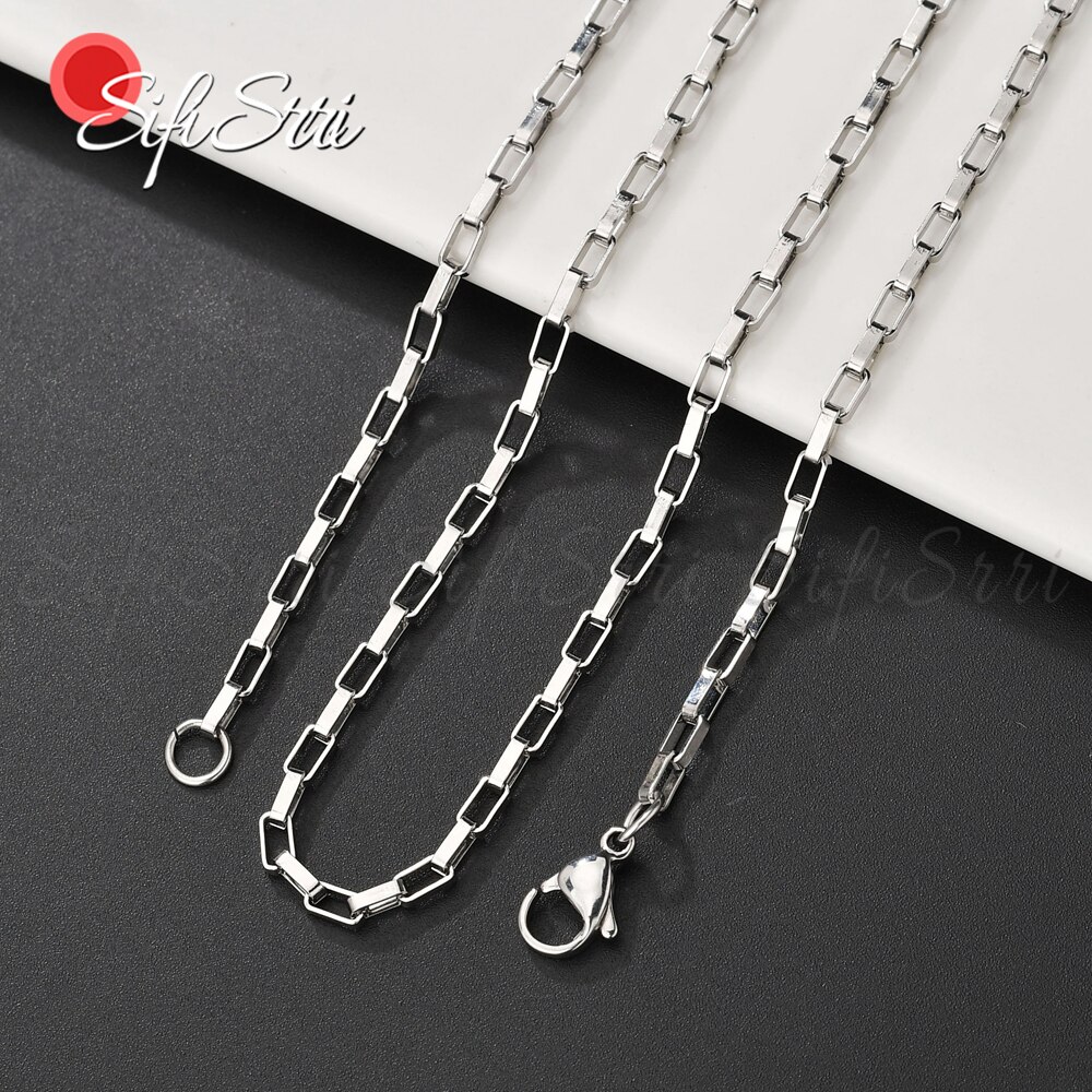 Sifisrri-cadena larga de acero inoxidable para hombre y mujer, collares de 1,5/2/2, 5mm, eslabones básicos dorados, de joyería de Metal sólido: Steel color / Width 2mm / 24inch 60cm