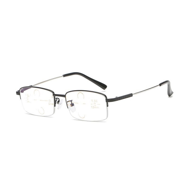 Lunettes de vue multifocales progressives anti-lumière bleue elbru en métal titane pour femmes et hommes, anti-fatigue, loupes, presbytie: +100 / Noir