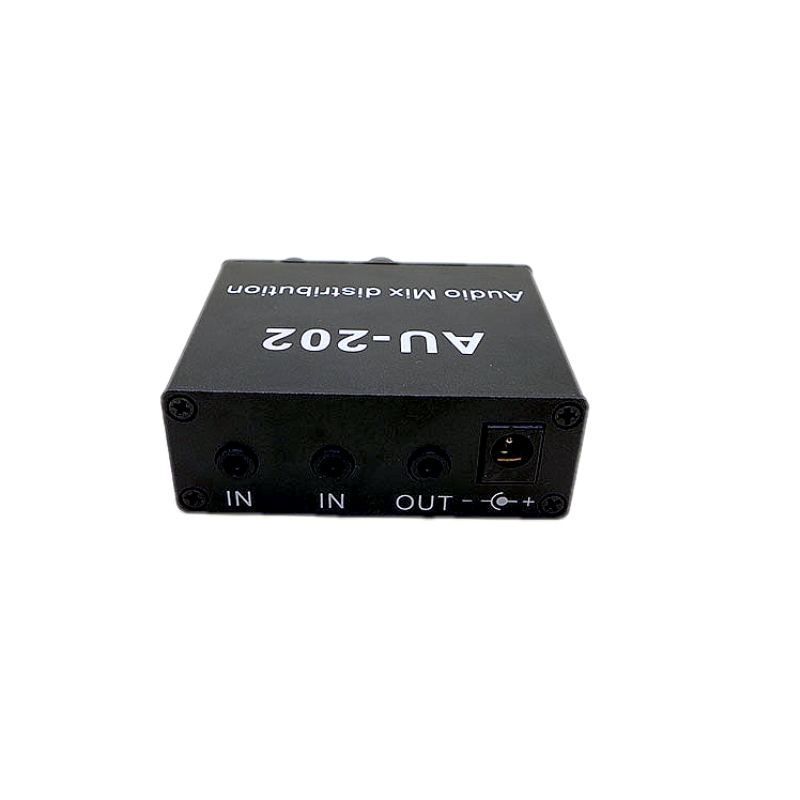 AU-202 2 eingang 2 ausgang Stereo Mixer Audio Distributor für Kopfhörer Externe Power AMP Volumen unabhängige steuerung