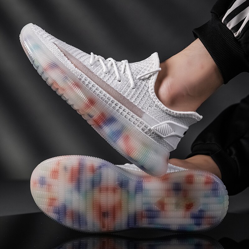 Mandlige sneakers herresko åndbare sneakers casual walking letvægts sort rød sneaker sapato masculino