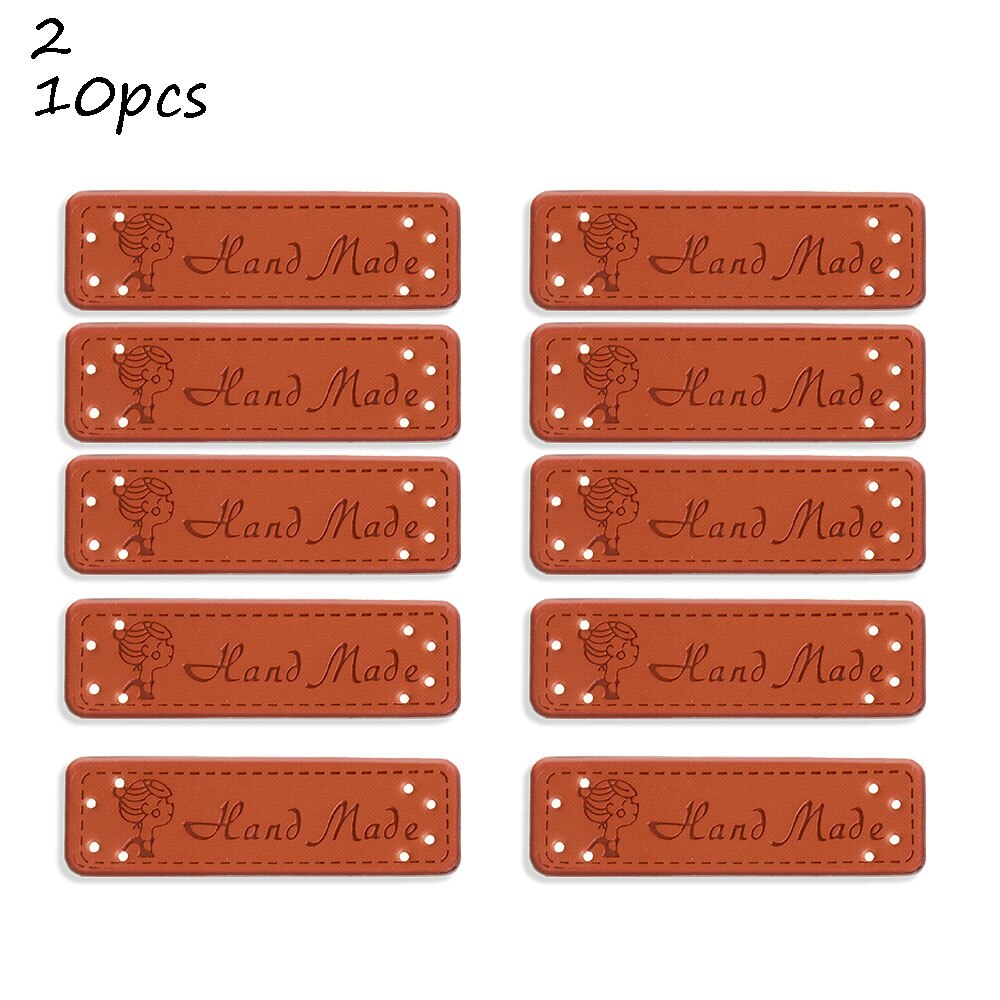 10 stuks retro synthetisch pu leren label diy handgemaakte naailabels leren patch benodigdheden voor kleding naaiaccessoires: 2