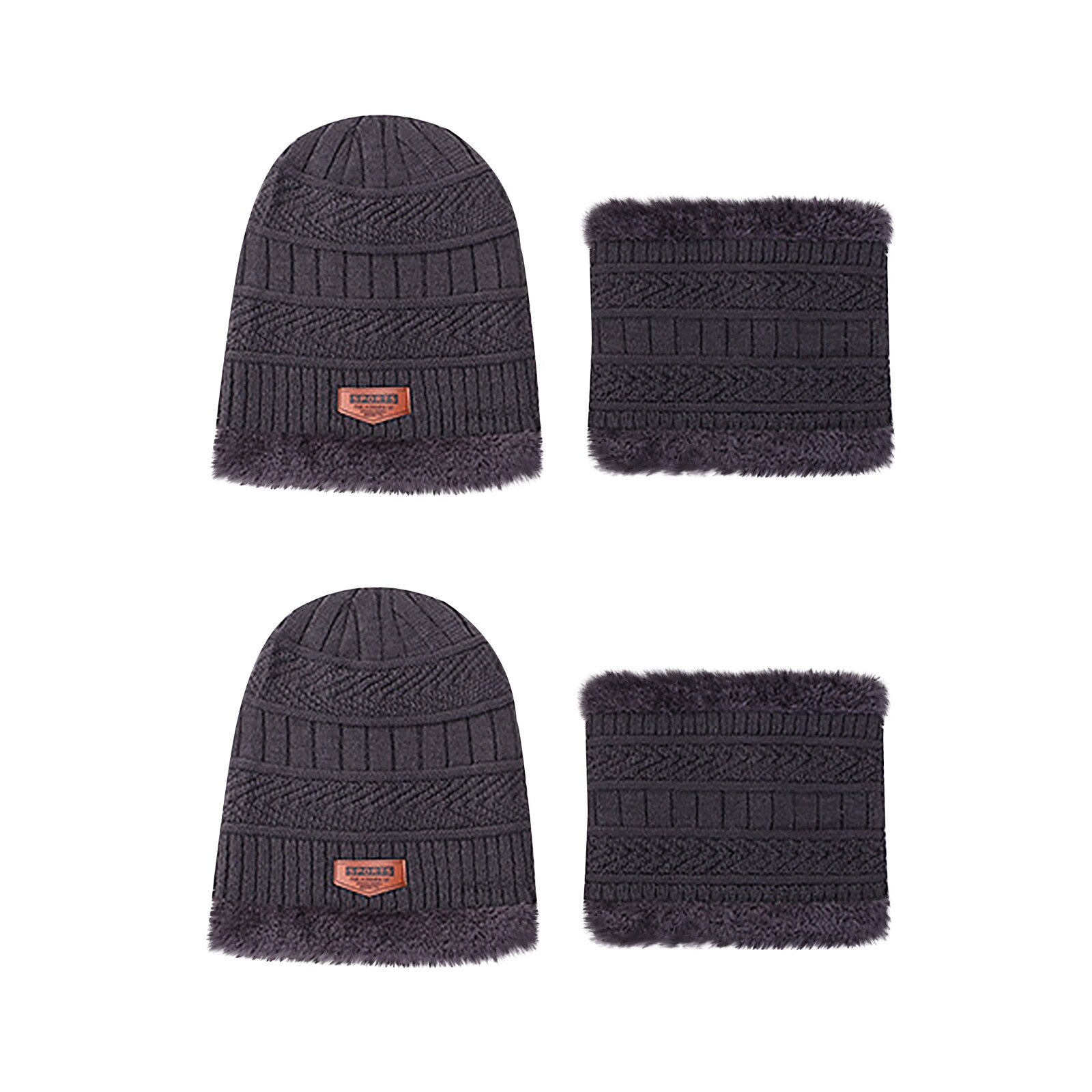 Coral Fleece Winter Hoed Mutsen Heren Hoed Sjaal Warm Ademend Wol Gebreide Hoed Mode Unisex Gebreide Hoeden Motorkap Twee stuk