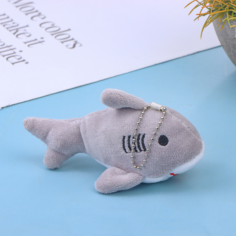 Veelkleurige cartoon haai pluche sleutelhanger - schattige knuffelhanger voor kinderen en volwassenen: Lichtgeel