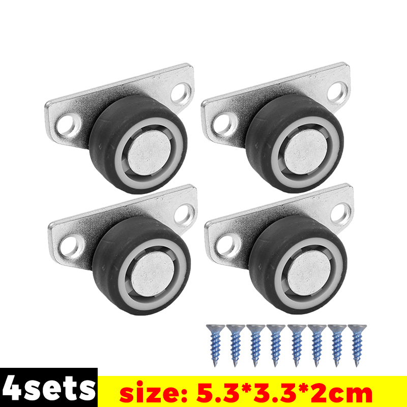 1/8Sets Side Mount Caster Wheels Mini Silent Rubber Furniture Castors Directional Cartwheels For Trolley Drawer Kitchen Cabinets: Red