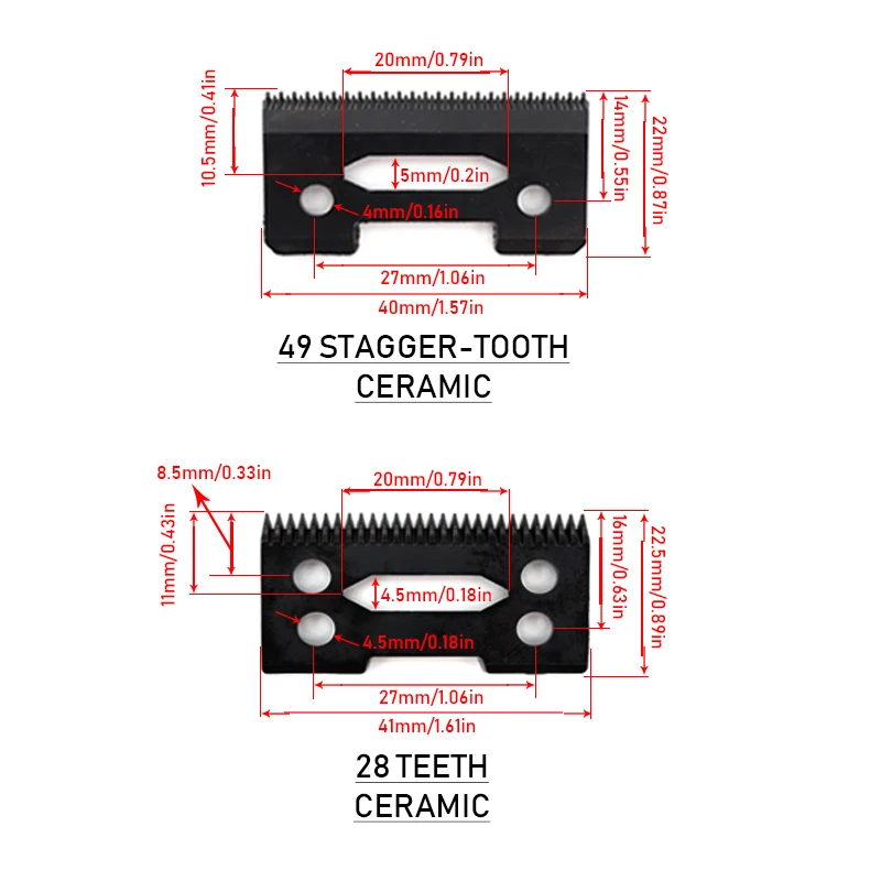 Cuchillas de cerámica móviles de repuesto para cortadores de cabezal de corte WAHL 5 Star Series Stagger y dientes estándar