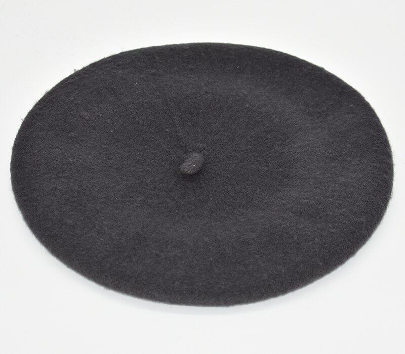 DOUBCHOW Women's Light Weight Artist French Style Beret Hats Teenage Girls Wool Blending Solid Color Pink Purple Baret Flat Hat: Dark Grey