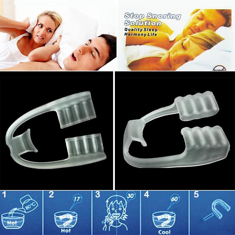 2Pcs Siliconen Mond Guard Sleep Aid Tanden Slijpen Molaire Bruxisme Elimineren Slaap Steun Tanden Grijns Boksen Ring Siliconen Mond guard
