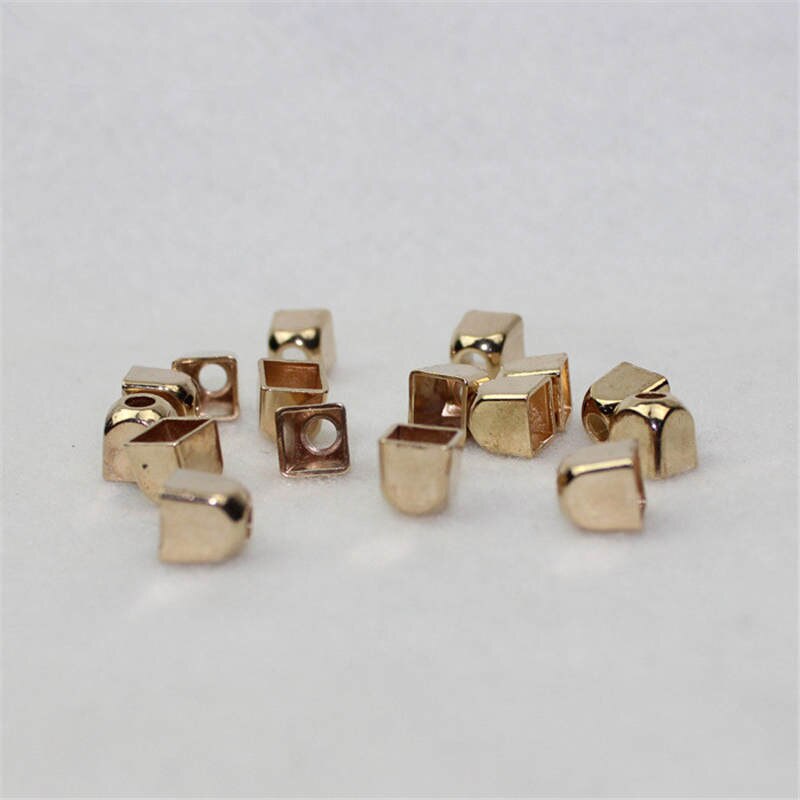 Cerradura de cordón cuadrado de aleación de Metal para fabricación de joyas, accesorio de cordón para ropa, sombrero, chaqueta, suministro de manualidades DIY, 3 colores, 8x8,5mm, 20 Uds.: gold color