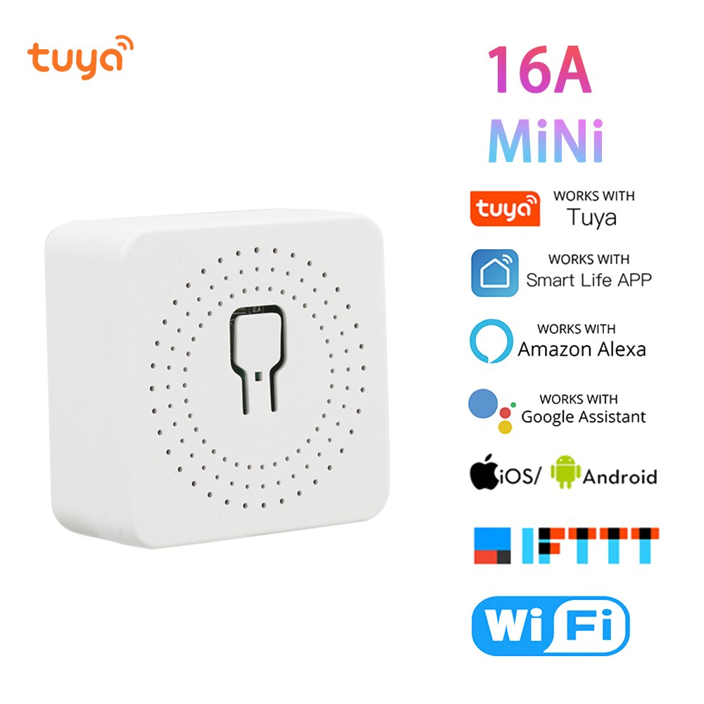 Tuya smart switch mini wlan-funk-diy-zeitschaltmodul mit 16a 2- wege-steuerung, unterstützt yandex, alice, alexa und google home sprachsteuerung
