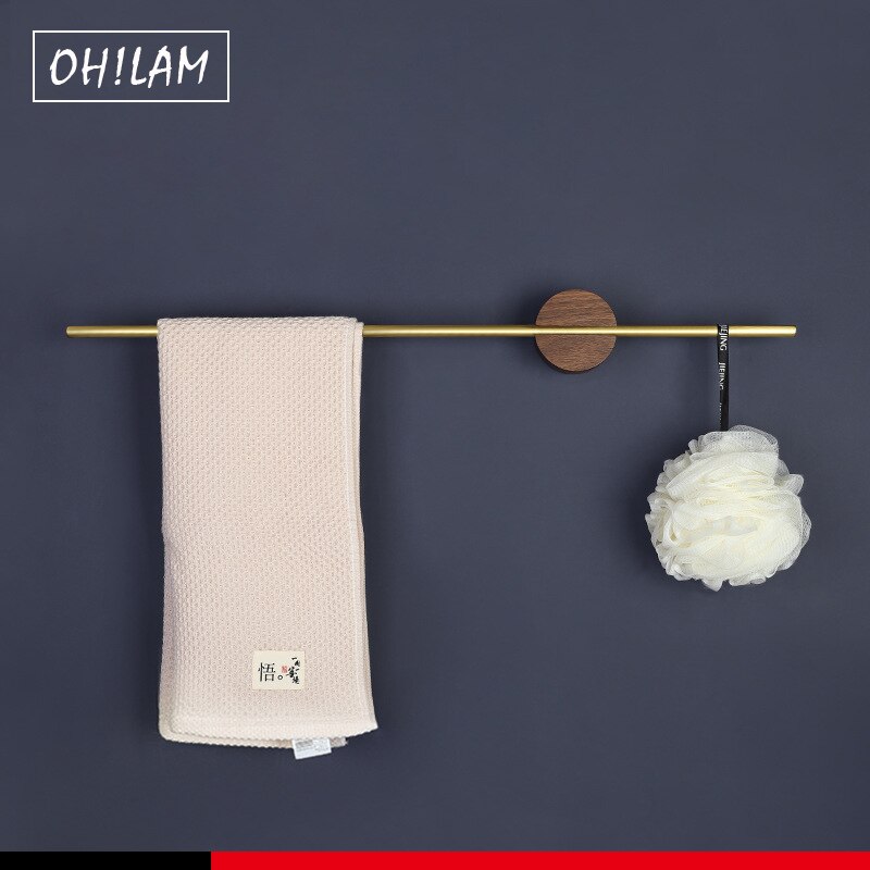 Badkamer Armaturen Creatieve Verwijderbare Handdoekenrek Messing Handdoek Rail Zonder Nail Installatie Keuken Handdoek Bar Plank Houder