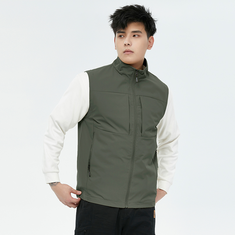 2025 chaleco de otoño para hombre, chaqueta sin mangas con bolsillo y cremallera a prueba de viento a la de , ropa de , chaleco informal para senderismo para hombre: 5 XL / Verde militar