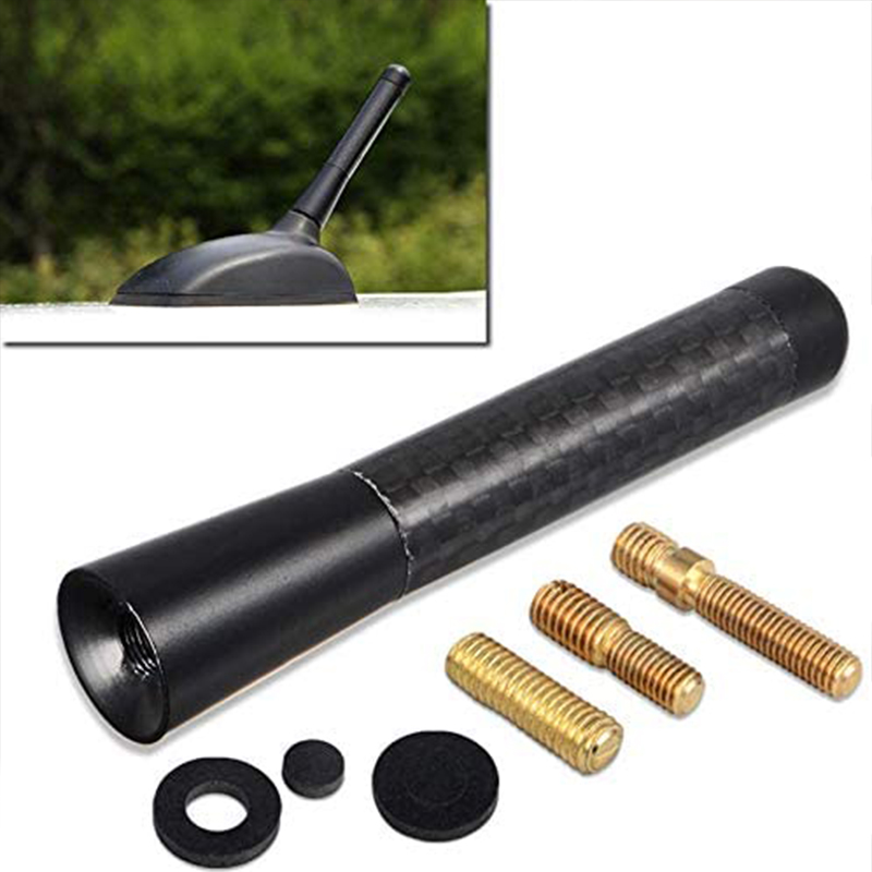 Car Roof Antenna Carbon Fiber 3.5/8/12cm Radio Aerial Antenna Radio FM/AM Metal Receiving Antennas Short Stubby Mast Antenna