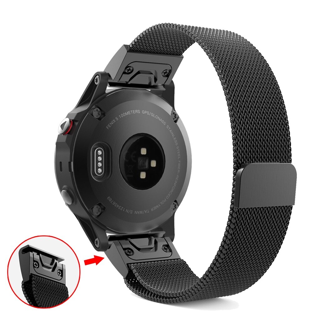 20 22 26mm bracelet de montre magnétique milanais pour Garmin Fenix 5 5S 5X6 6X6 S Pro acier inoxydable métal rapide easyFit bracelet de montre